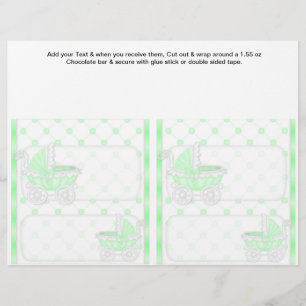 2 Green Baby Shower Favor Custom Candy Bar Wrapper