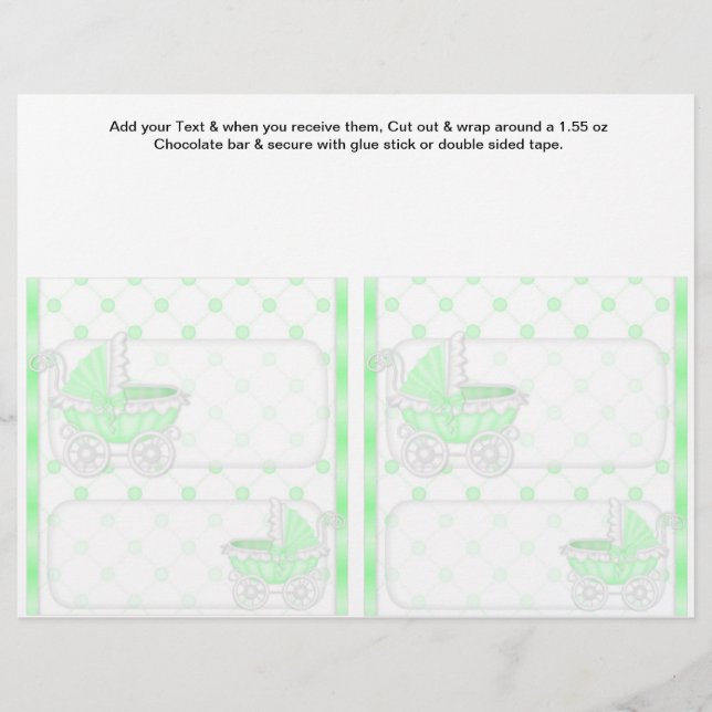 2 Green Baby Shower Favor Custom Candy Bar Wrapper (Front)
