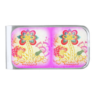 2 groovy pink palm trees money clip