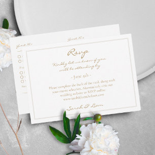 2 Guest Warm Golden Wedding RSVP Enclosure Card