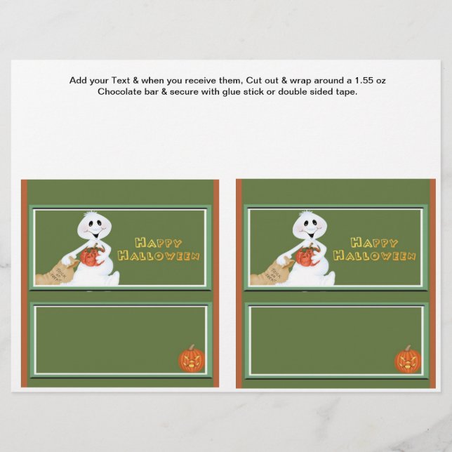 2 Halloween Custom Hersheys Candy Bar Wrappers (Front)