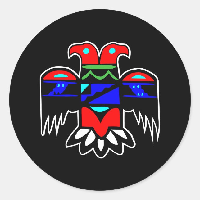 2 Head Thunderbird Black Classic Round Sticker (Front)