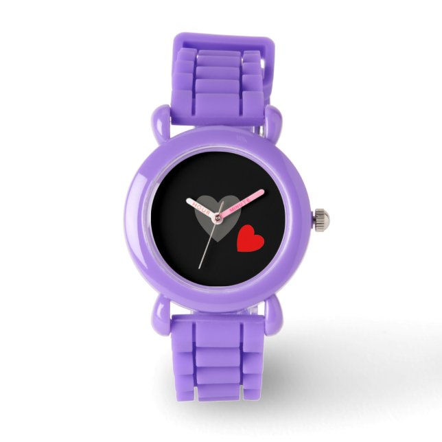 2 Heart Red Glitter Watch (Front)