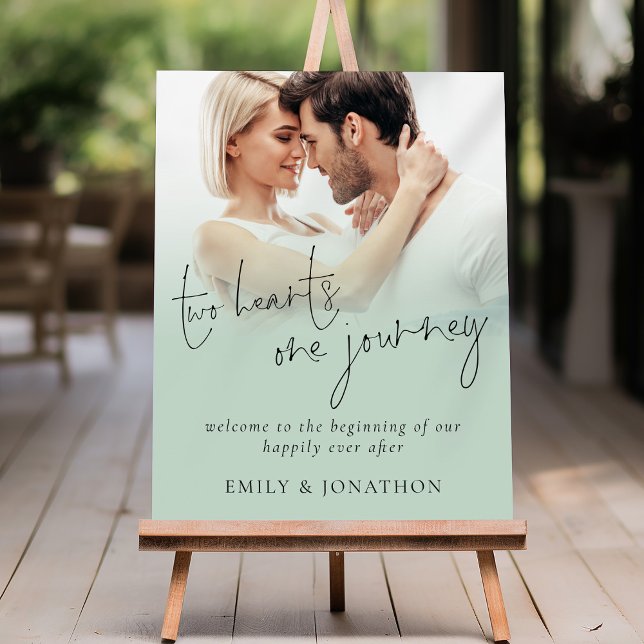 2 Hearts 1 Journey Photo Welcome Wedding Sage Foam Board (Creator Uploaded)