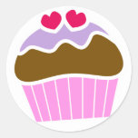 2 Hearts Blueberry Iced Cupcake Classic Round Sticker at Zazzle