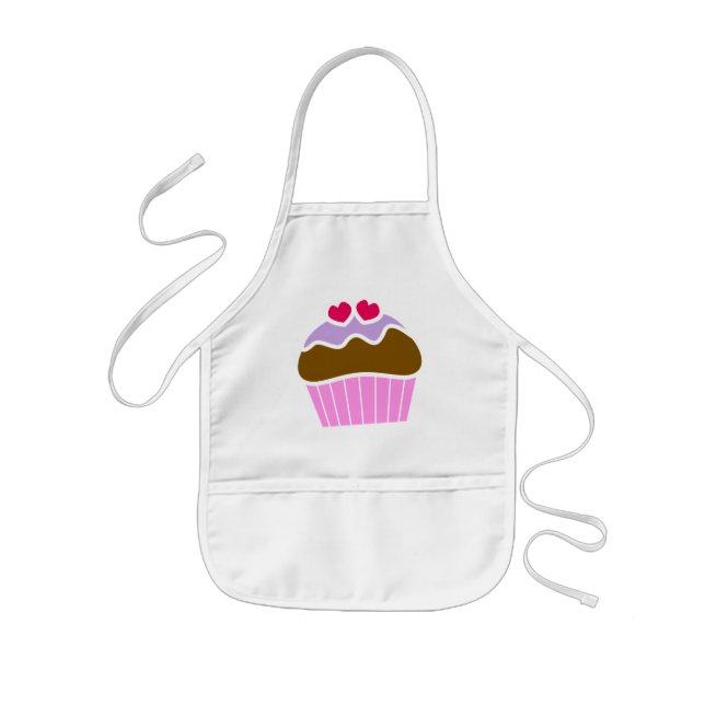 2 Hearts Blueberry Iced Cupcake Kids' Apron (Front)