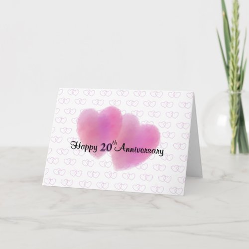 2 Hearts Happy 20th Anniversary Card