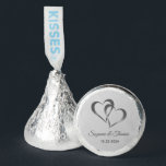 2 Hearts Silver  Hershey®'s Kisses®<br><div class="desc">Fun and elegant party favors for Bridal Shower,  Rehearsal Dinner,  Wedding Reception or Anniversary.  Personalize for your event.</div>