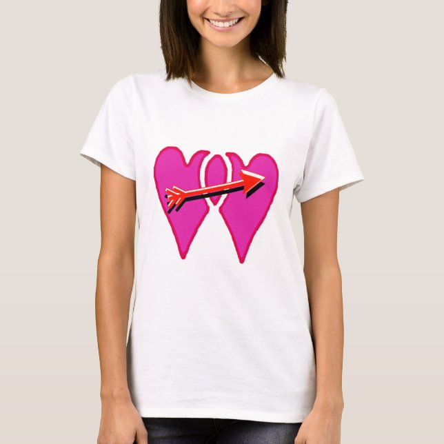 2 Hearts Together in Love - Arrow Template T-Shirt (Front)