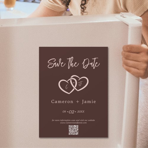 2 Hearts with Initials Save the Date Magnet