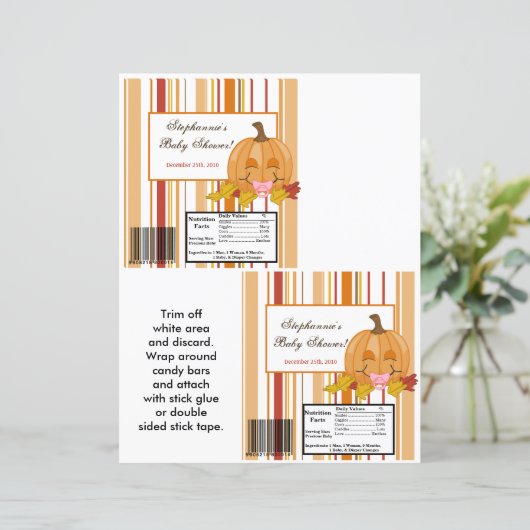 2 Hershey's Large Bar Wrapper Autumn Fall Pumpkin (Standing Front)