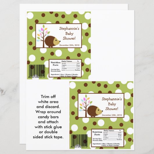 2 Hershey's Large Bar Wrapper Forest Friends (Front/Back)