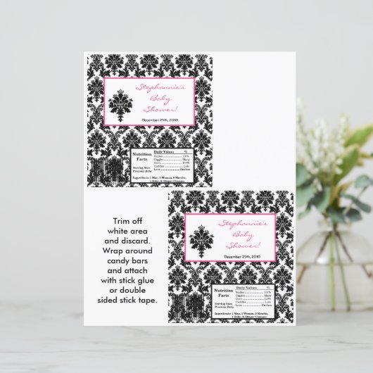 2 Hershey's Large Bar Wrapper Hot Pink Black Damas (Standing Front)