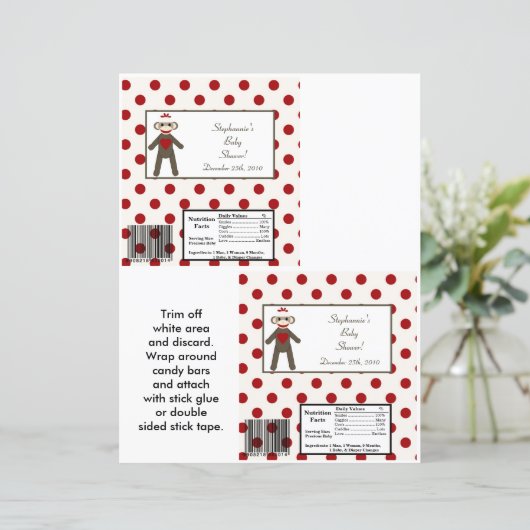 2 Hershey's Large Bar Wrapper Red Sock Monkey (Standing Front)