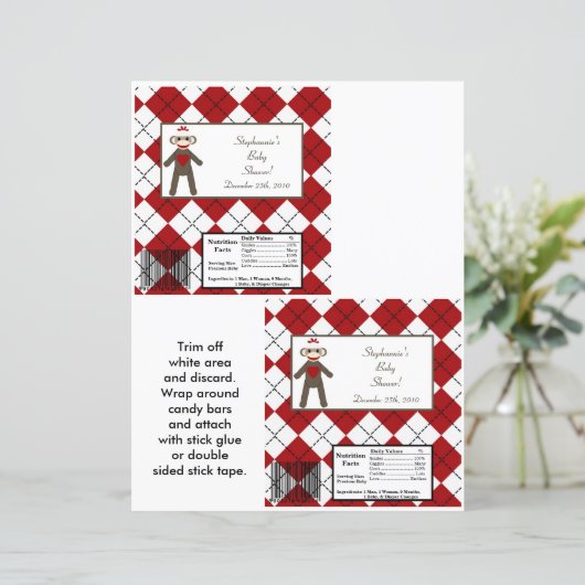 2 Hershey's Large Bar Wrapper Red Sock Monkey (Standing Front)