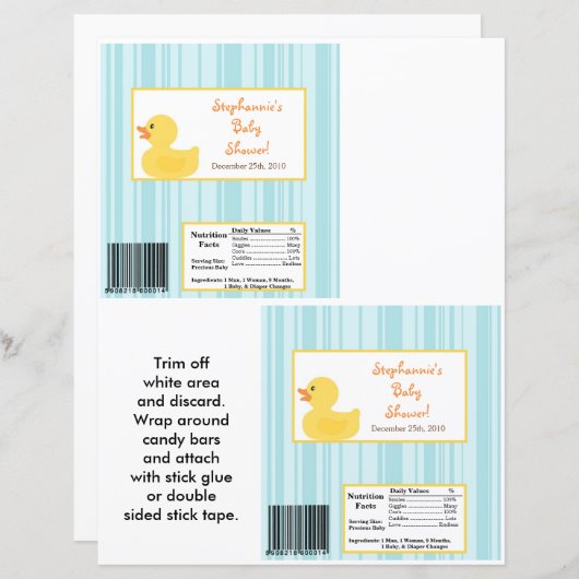 2 Hershey's Large Bar Wrapper Rubber Ducky Bubbles (Front/Back)