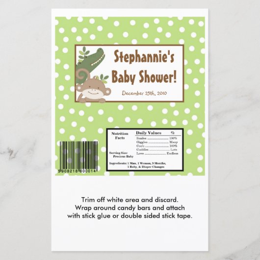 2 Hershey's Large Bar Wrapper Safari Jungle Zoo (Front)