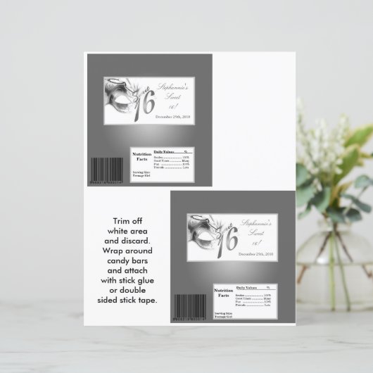 2 Hershey's Large Bar Wrapper Sweet 16 Silver (Standing Front)