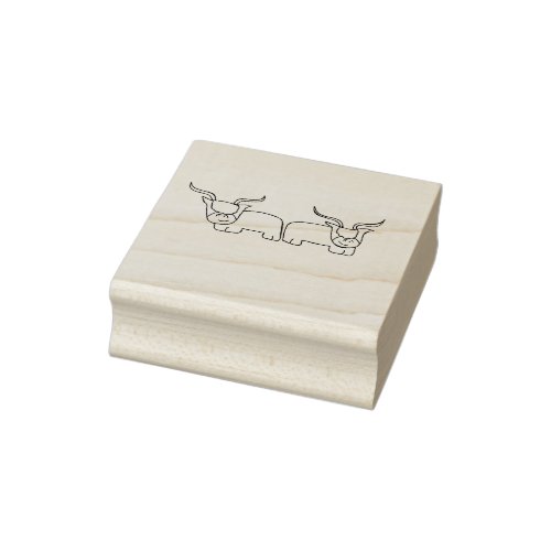 2 highland cows rubber stamp