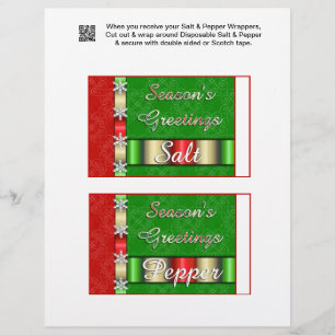 2 Holiday Christmas Salt & Pepper Shaker Wrappers