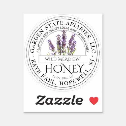 2 Honey Label with State Name and Lavender Flower