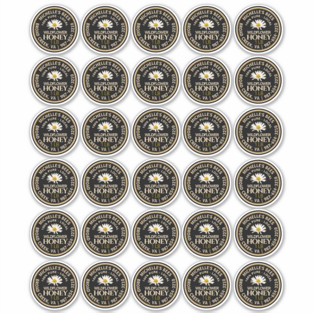 2" Honey Standard Mason Jar Canning Lid with Daisy Sticker (Front)