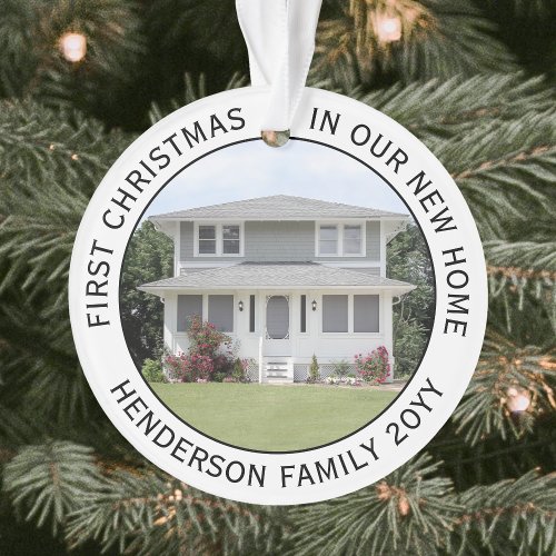 2 House Pictures First Xmas New Home Black  White Ornament