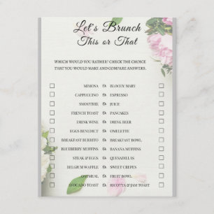 2 in 1 Bridal Brunch Shower Game Enclosure Card
