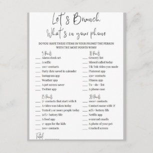 2 in 1 Bridal Brunch Shower Game Enclosure Card