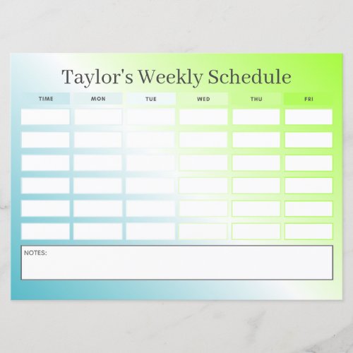 2_in_1 Budget Blue Green Gradient Class Schedule