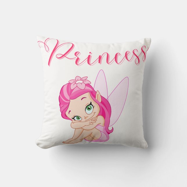 2 In 1 Pink Princess Fairy Throw Pillow (Front)