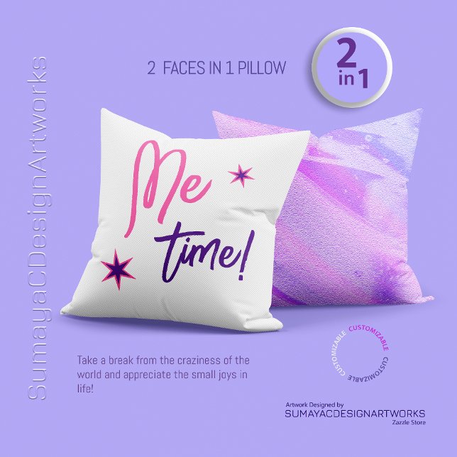 2 in 1 Stylish Calligraphy ''Me Time'' Throw Pillow (Creator Uploaded)