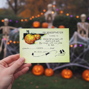 2-in-1 Vintage Halloween Party Invitation & Postcard