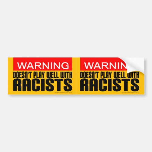 2_in_1 Warning Doesnt Play Well With Racists Bumper Sticker