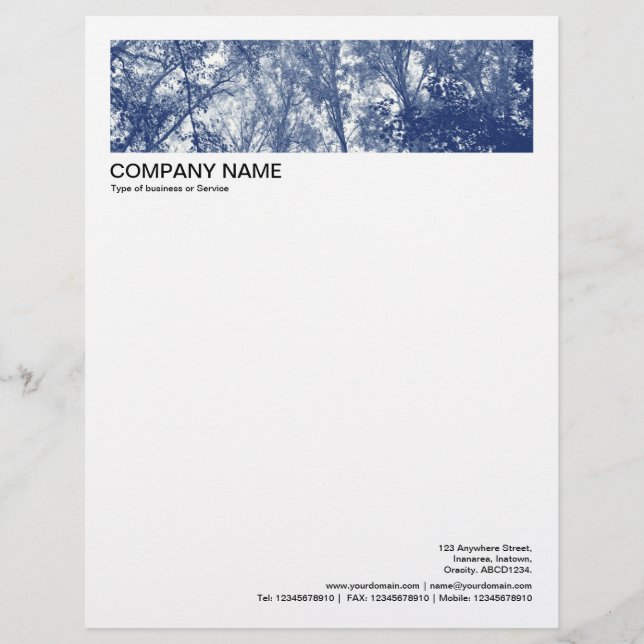 2 in Header 1/2 Inch Border - Blue Autumn Letterhead (Front)