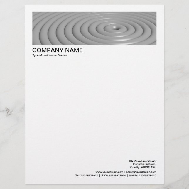2 in Header 1/2 Inch Border - Concentric Rings Letterhead (Front)