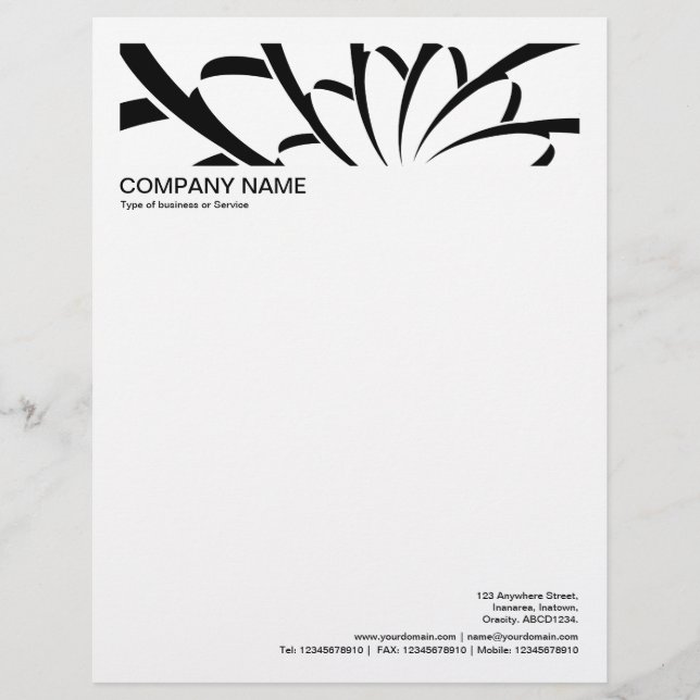 2 in Header 1/2 Inch Border - Geometric Flower Letterhead (Front)