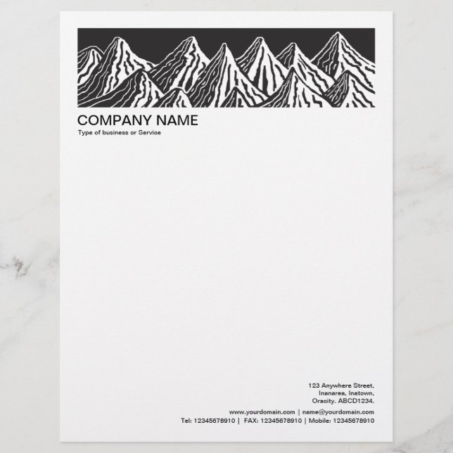 2 in Header 1/2 Inch Border - Hand Drawn Mountains Letterhead (Front)
