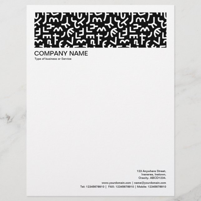 2 in Header 1/2 Inch Border - Kuba Style 01 Letterhead (Front)
