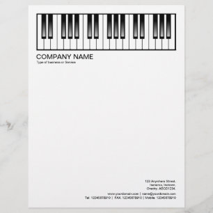 2 in Header 1/2 Inch Border - Music Keyboard Letterhead
