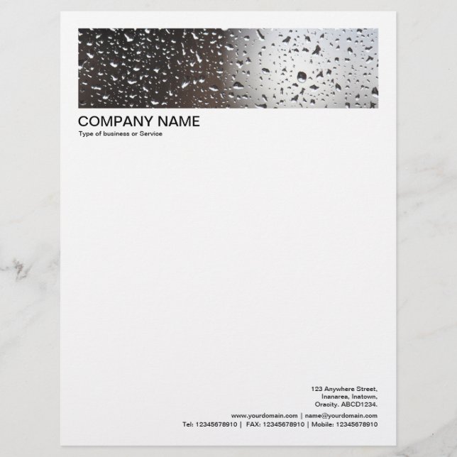 2 in Header 1/2 Inch Border - Rain on a Window Letterhead (Front)