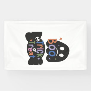 2 In One Halloween Stickers Boo and Trick or Treat Banner