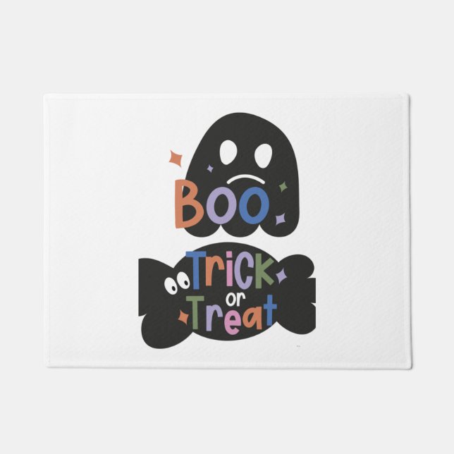 2 In One Halloween Stickers Boo and Trick or Treat Doormat (Front)