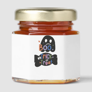 2 In One Halloween Stickers Boo and Trick or Treat Honey Jar Favors