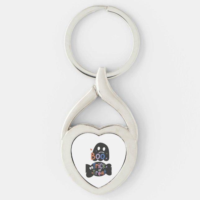 2 In One Halloween Stickers Boo and Trick or Treat Keychain (Front)