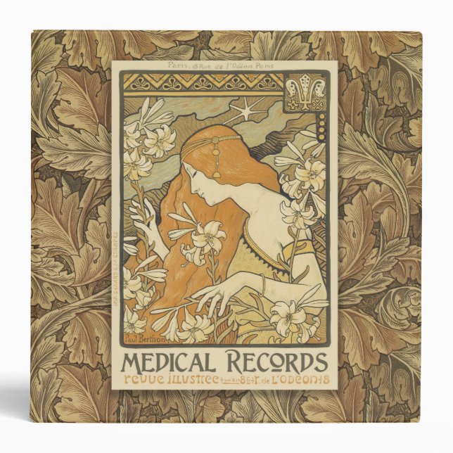 2 inch Art Nouveau Morris Design Medical Binder (Front)