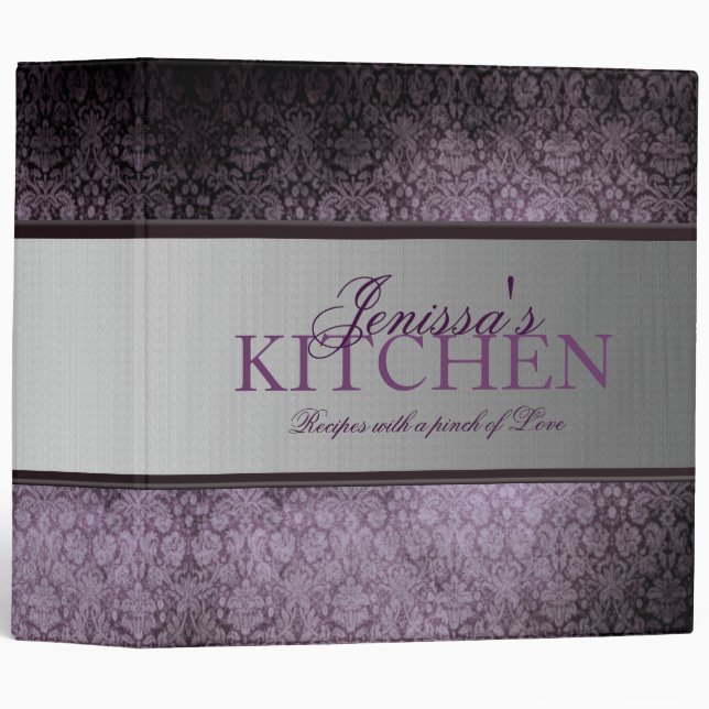 2 inch Damask with Ribbon Recipe Binder (Front/Spine)