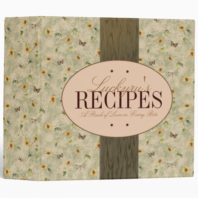 2 Inch Flower & Butterfly Recipe Binder (Front/Spine)