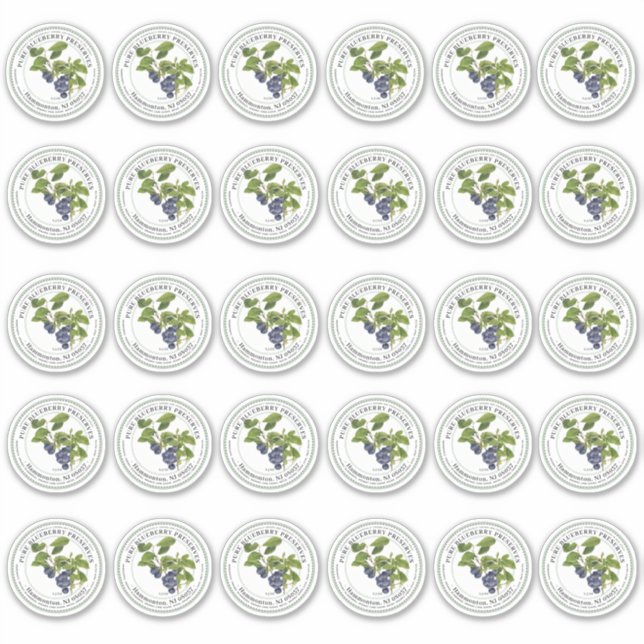 2-inch Regular Mason Jar Lid Vinyl Blueberry Jelly Sticker (Front)