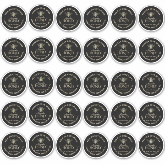 2-inch Regular Mason Jar Lid Vinyl Honey Black Sticker (Front)